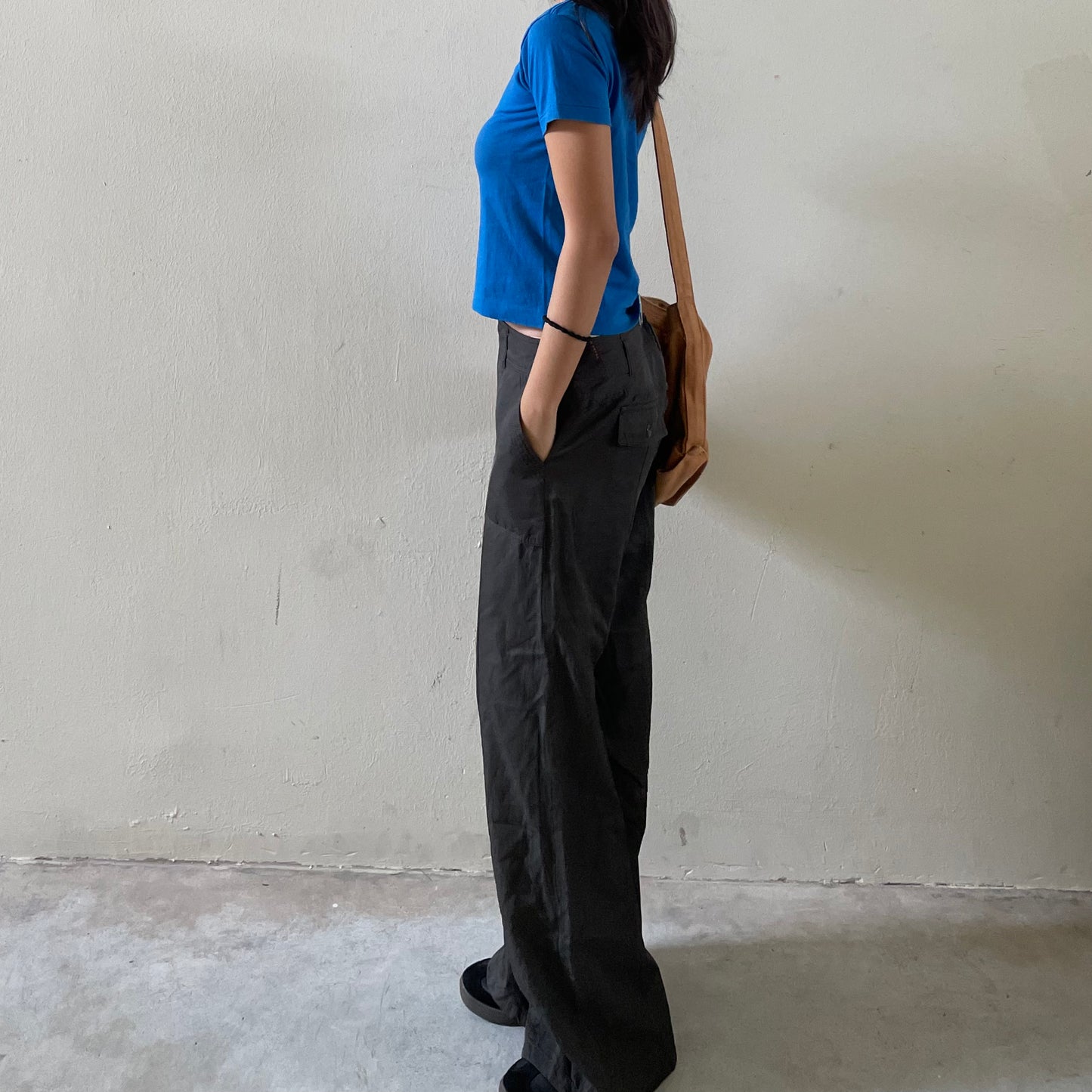 Olive Green Nylon Flares