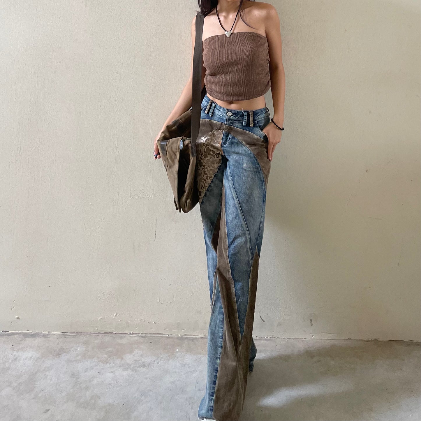 Jacquard Suede Flare Jeans