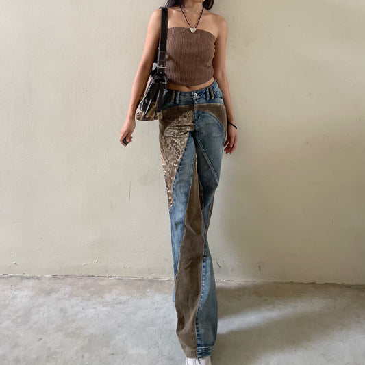 Jacquard Suede Flare Jeans