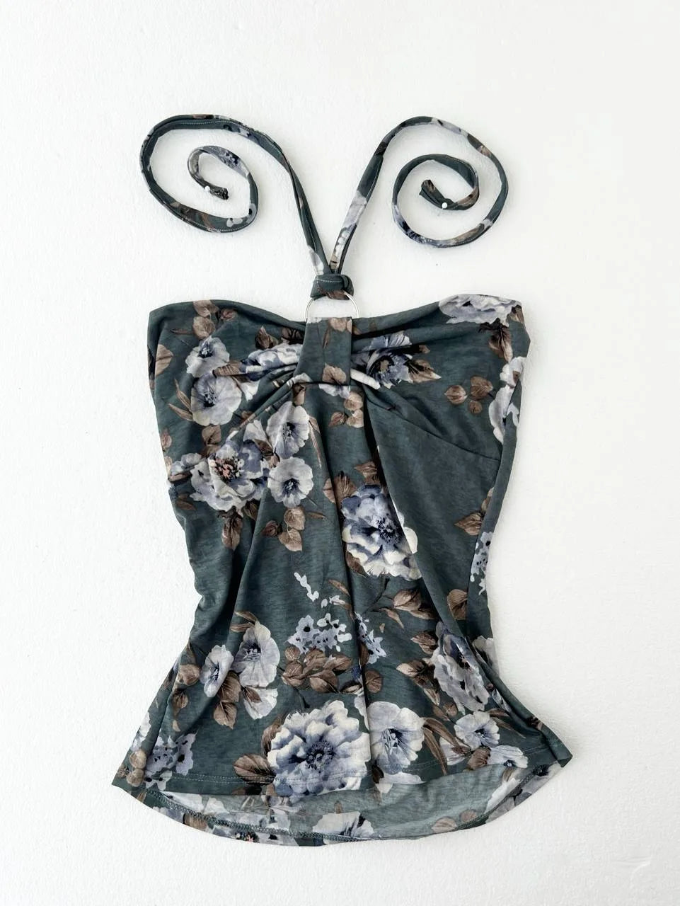Muted Green Vintage Florals Halter 1