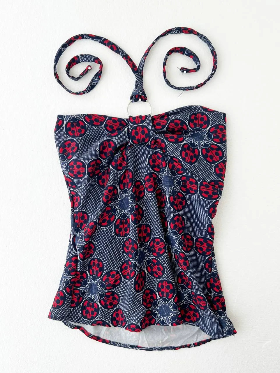 Navy Blue with Ladybug Print Halter 1