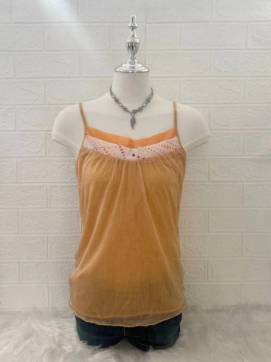 Orange Lace Hem Cami 1