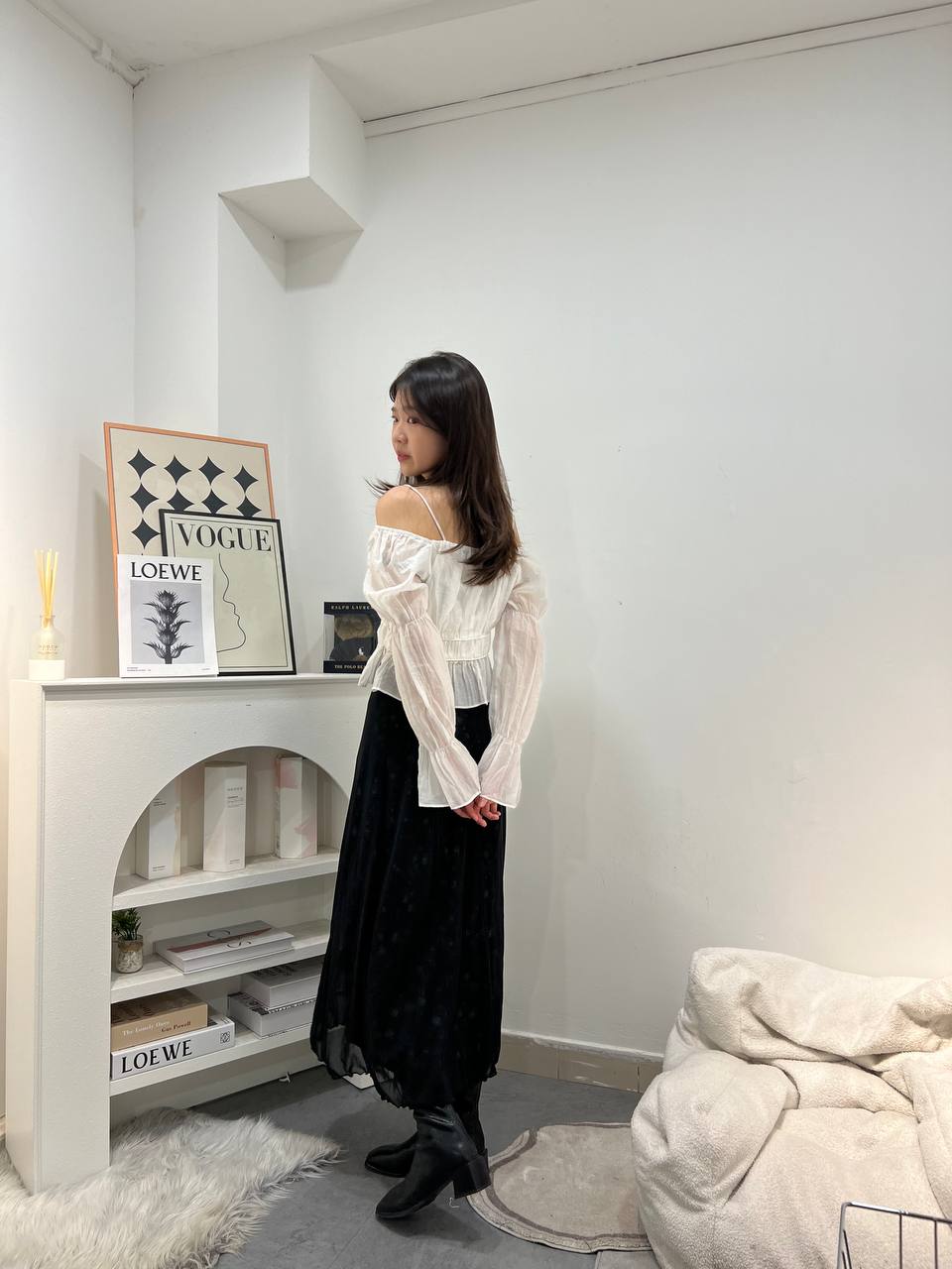 Off Shoulder Textured Blouse