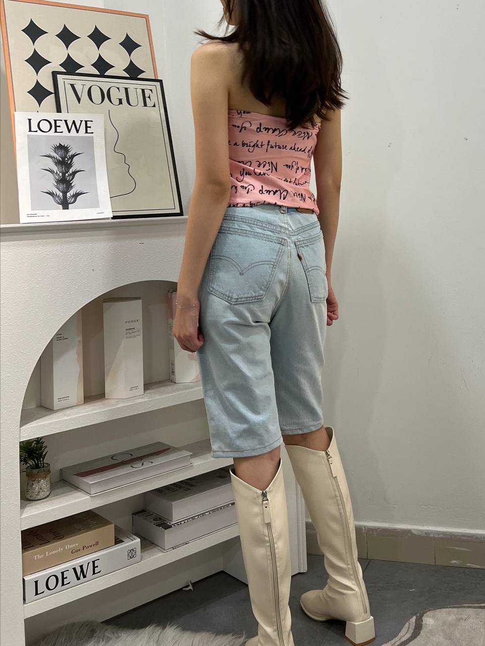 Light Wash Denim Jorts
