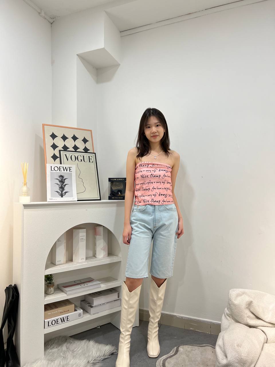 Reworked Graphic Pink Tube Top