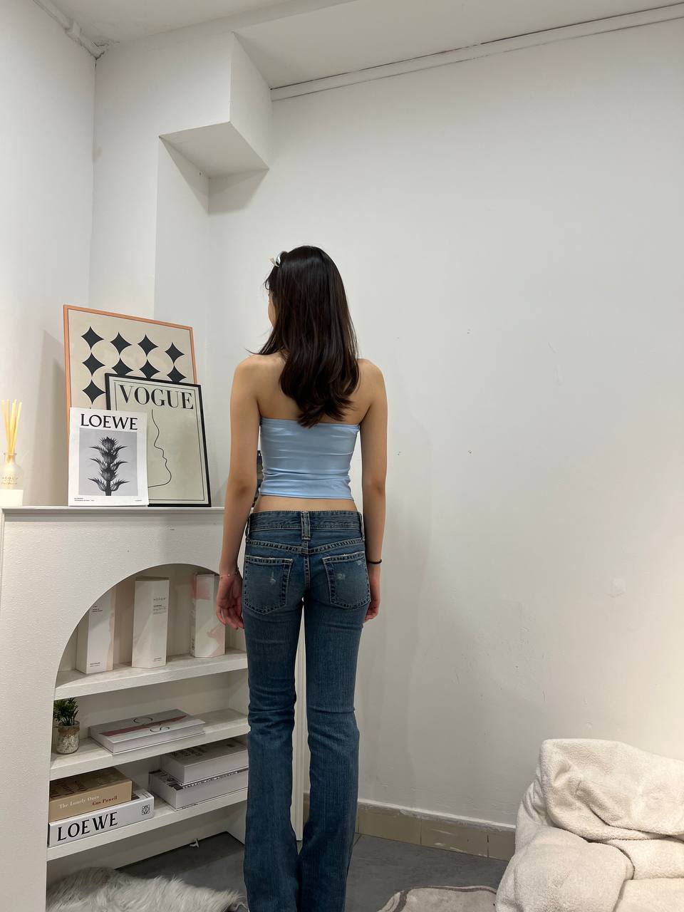 Reworked Graphic Blue Tube Top