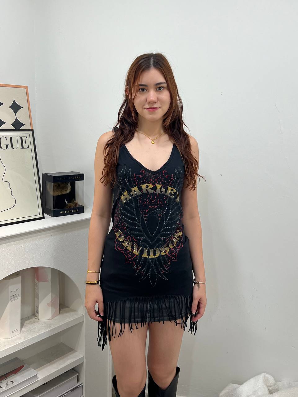 Harley Davidson Fringe Graphic Boho Top