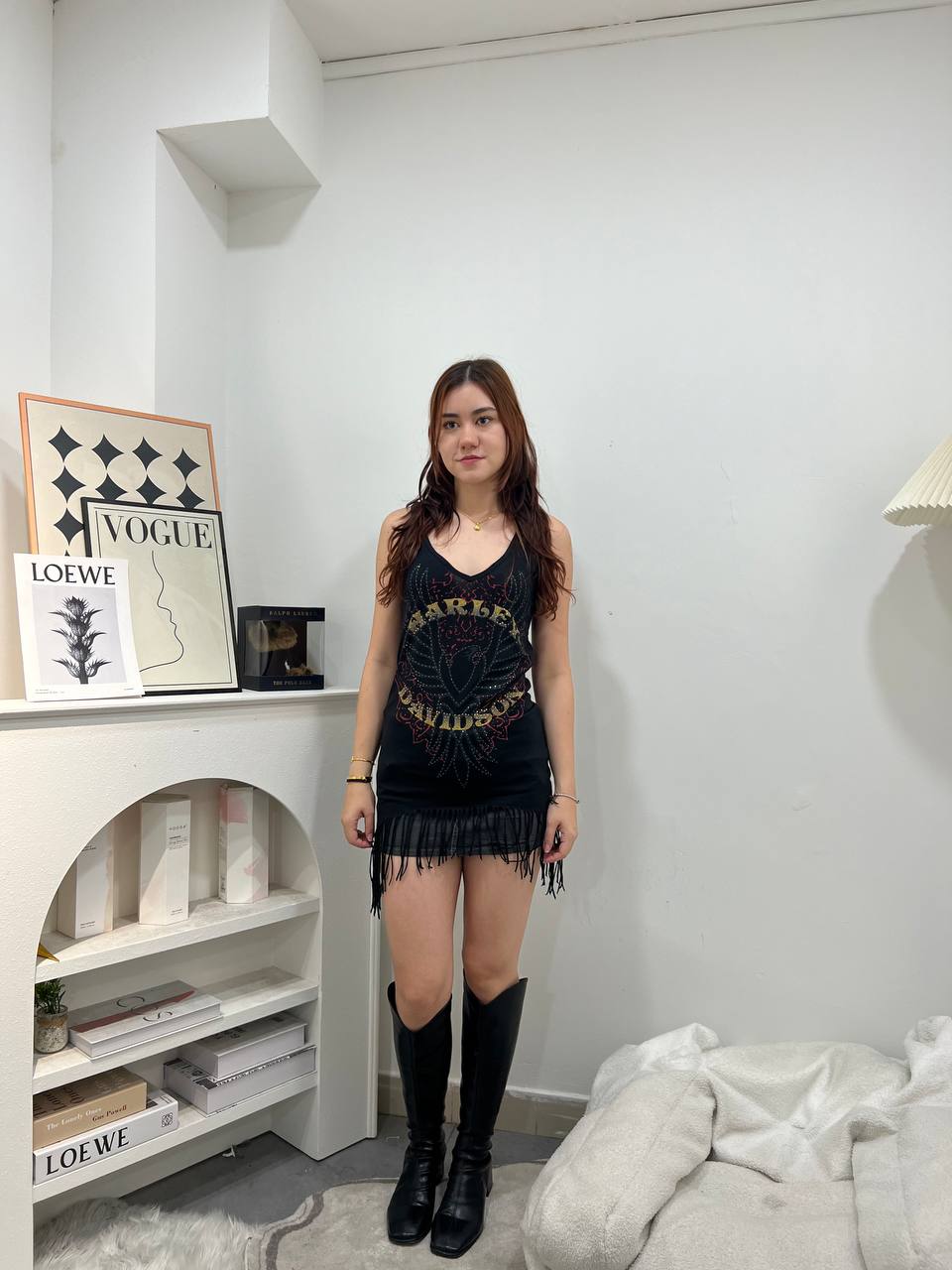 Harley Davidson Fringe Graphic Boho Top
