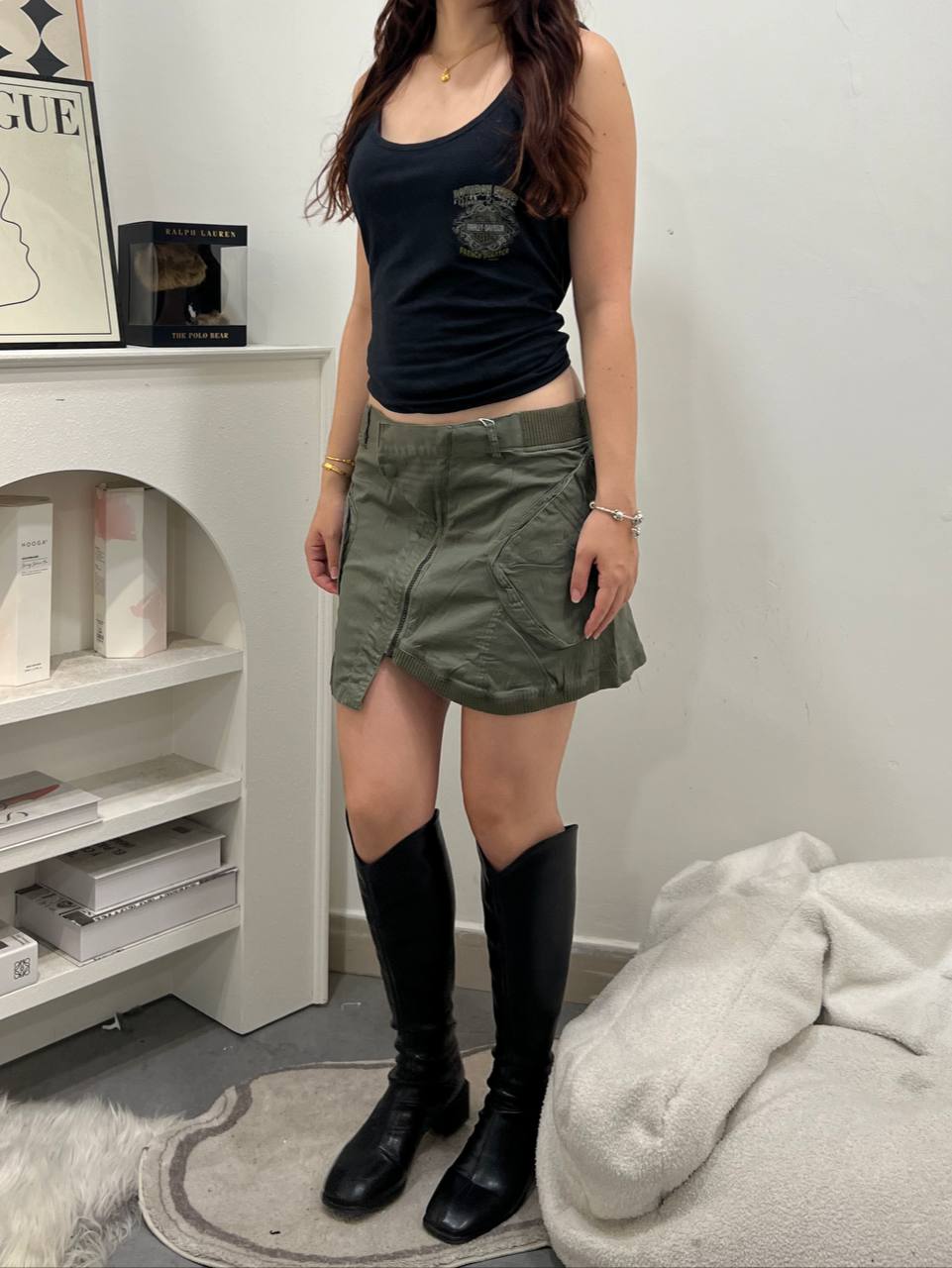 Green Mini Cargo Skirt