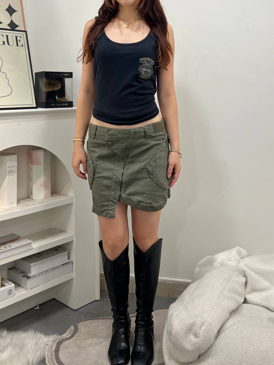 Green Mini Cargo Skirt