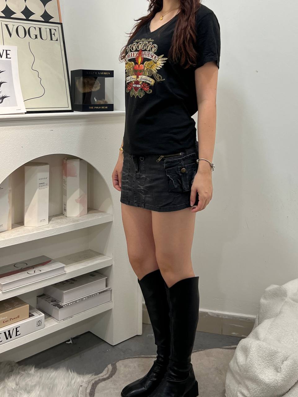 Vintage Wash Denim Mini Skirt