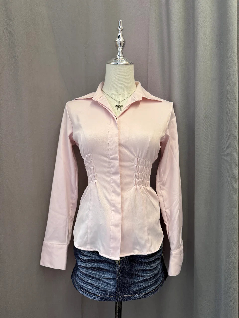 Pink Reworked Long Sleeve Blouse 1