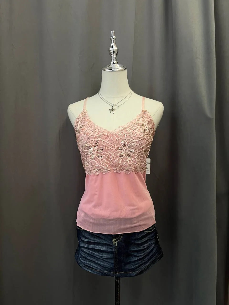 Pink Sequinned Cami 1