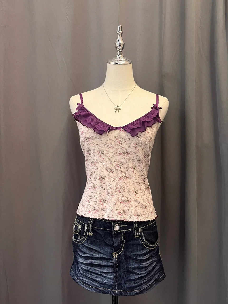 Purple Ruffle Floral Cami 1