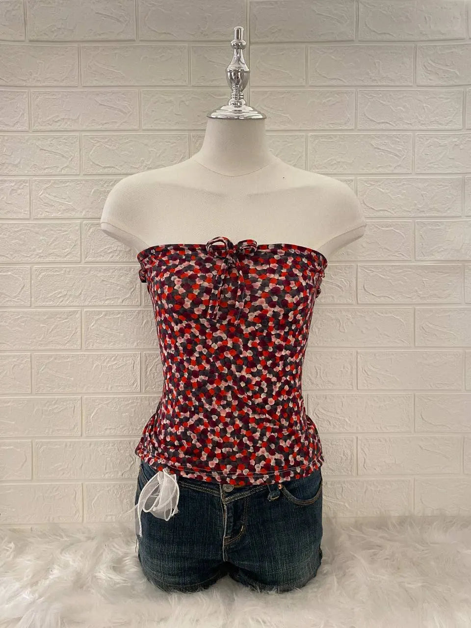Red Dotted Tube Top 1
