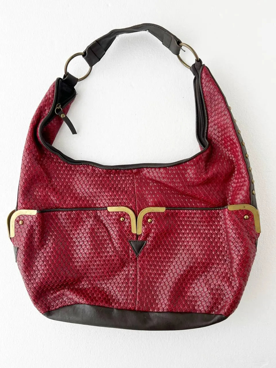 Red Woven Hobo Bag 1