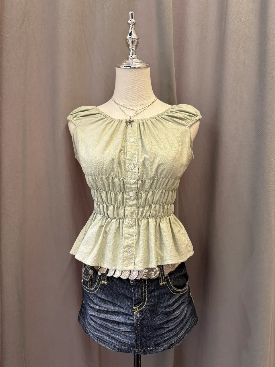 Sage Reworked Milkmaid Blouse 1