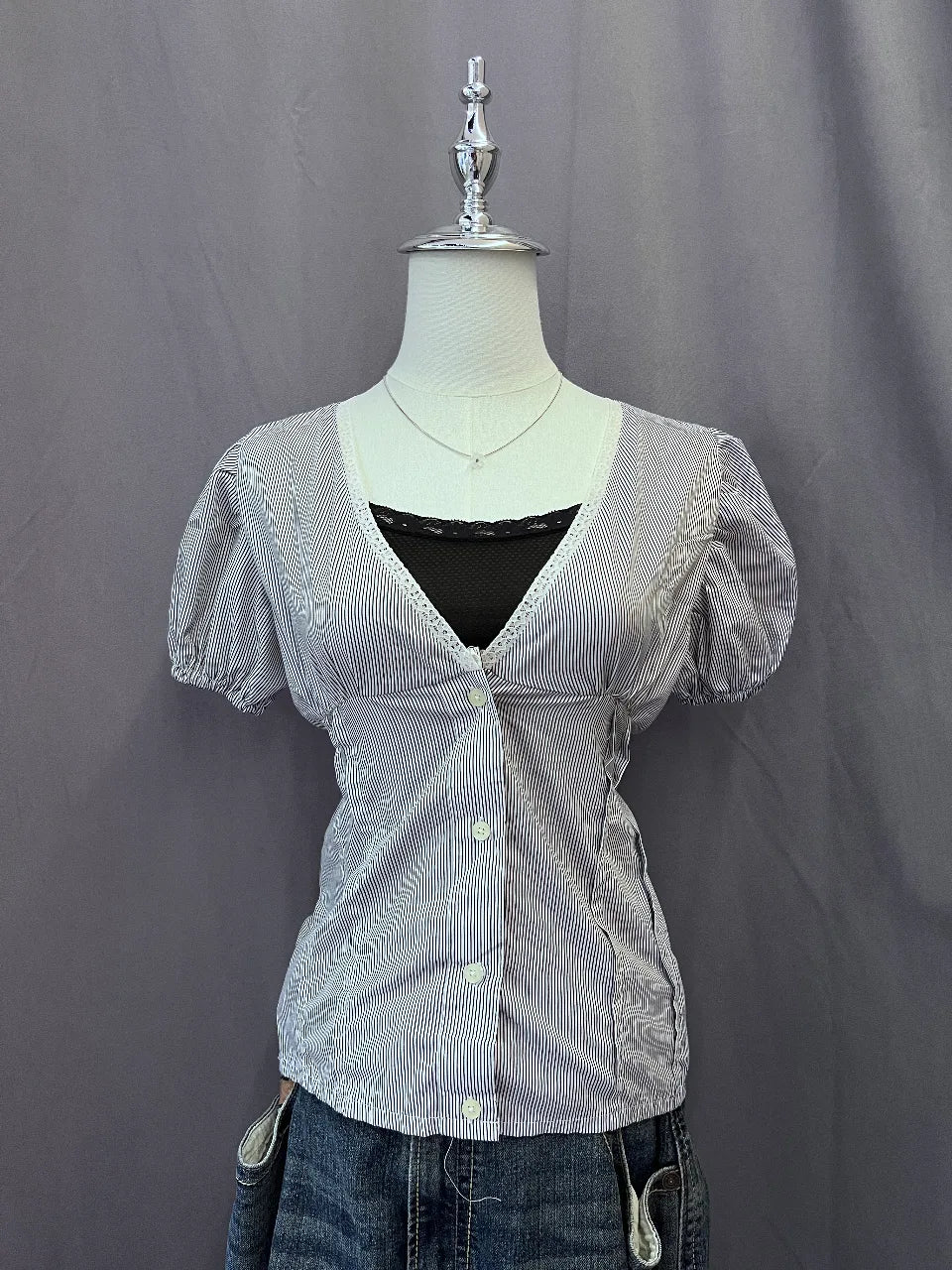 Stripe Babydoll Blouse 1