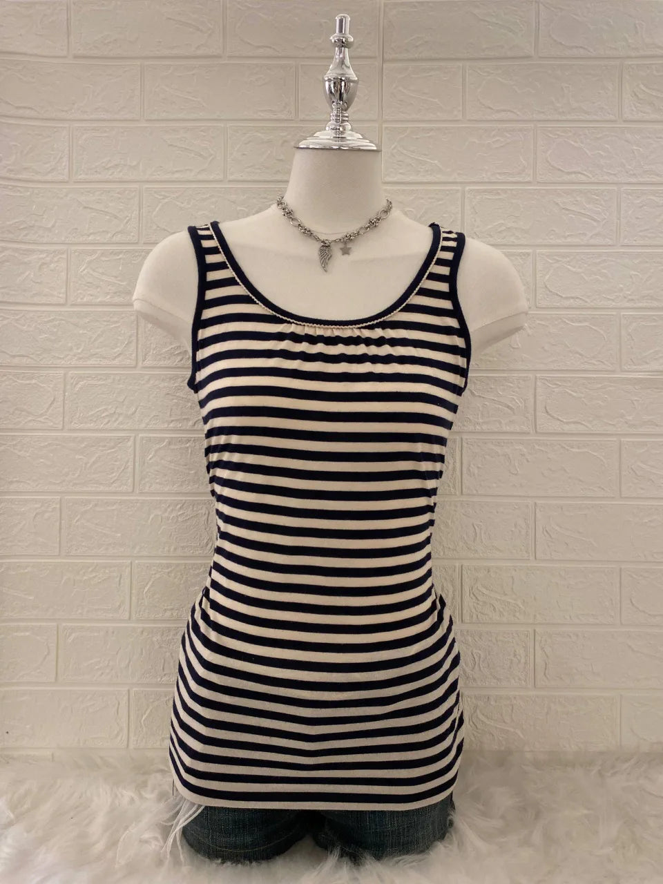 Striped Mini Front Pleat Tank 1