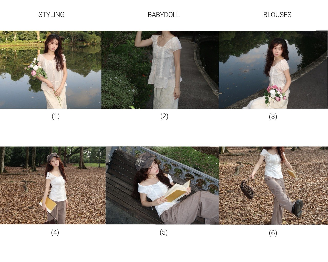 White babydoll blouse styled over a floral cami with skirt for a feminine casual outfit