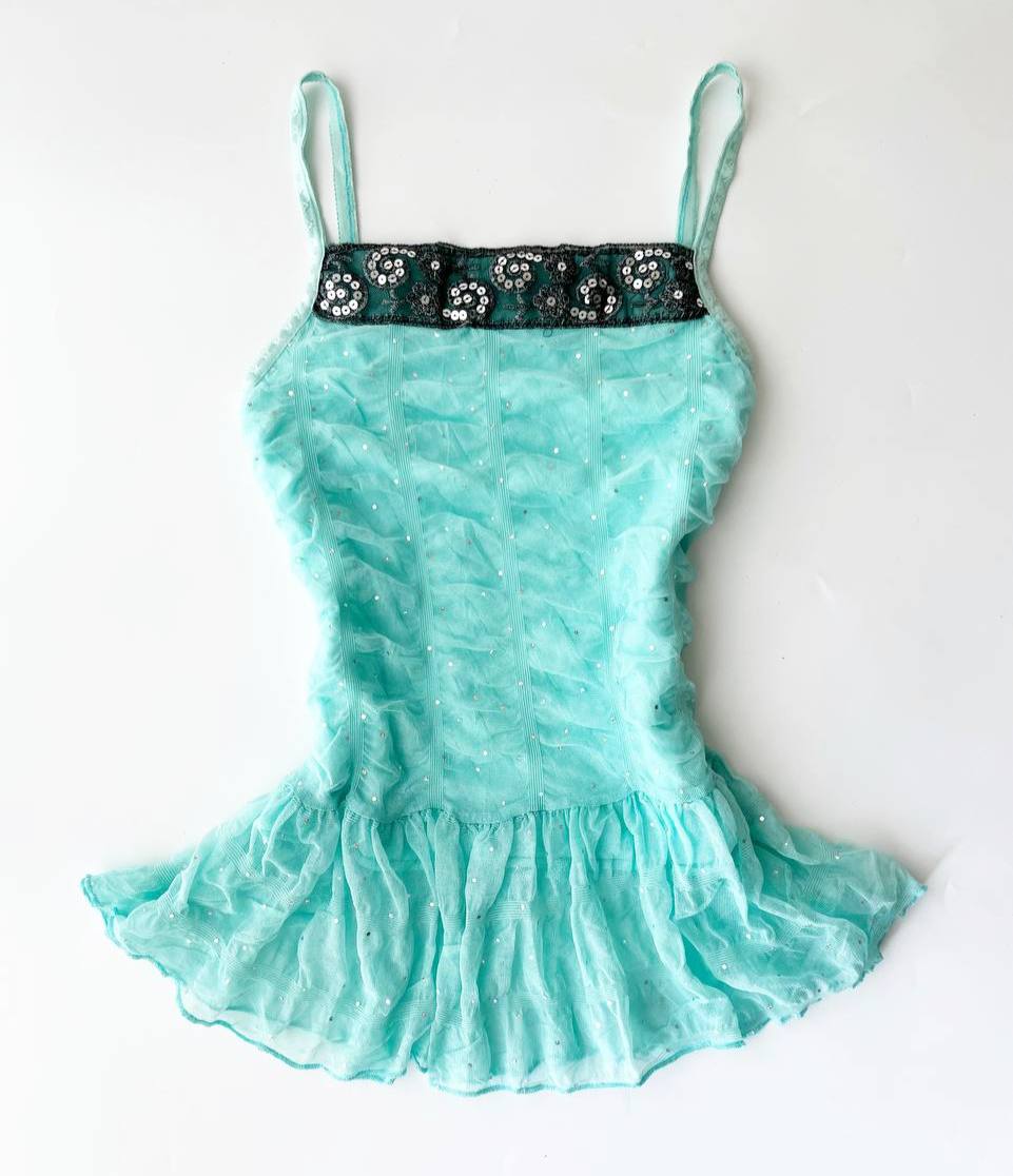 Sequinned Turquoise Cami