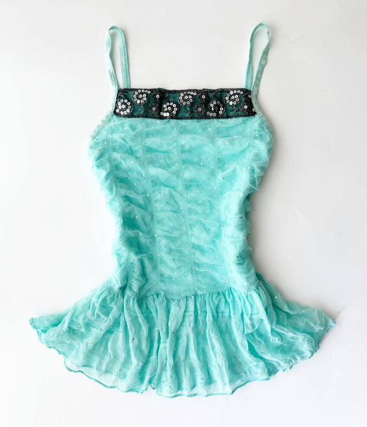 Sequinned Turquoise Cami