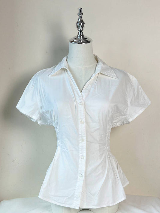 White Fitted Blouse (Brand: Nine West)