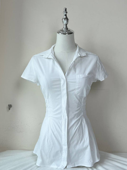 White Fitted Blouse (Brand: American Eagle)