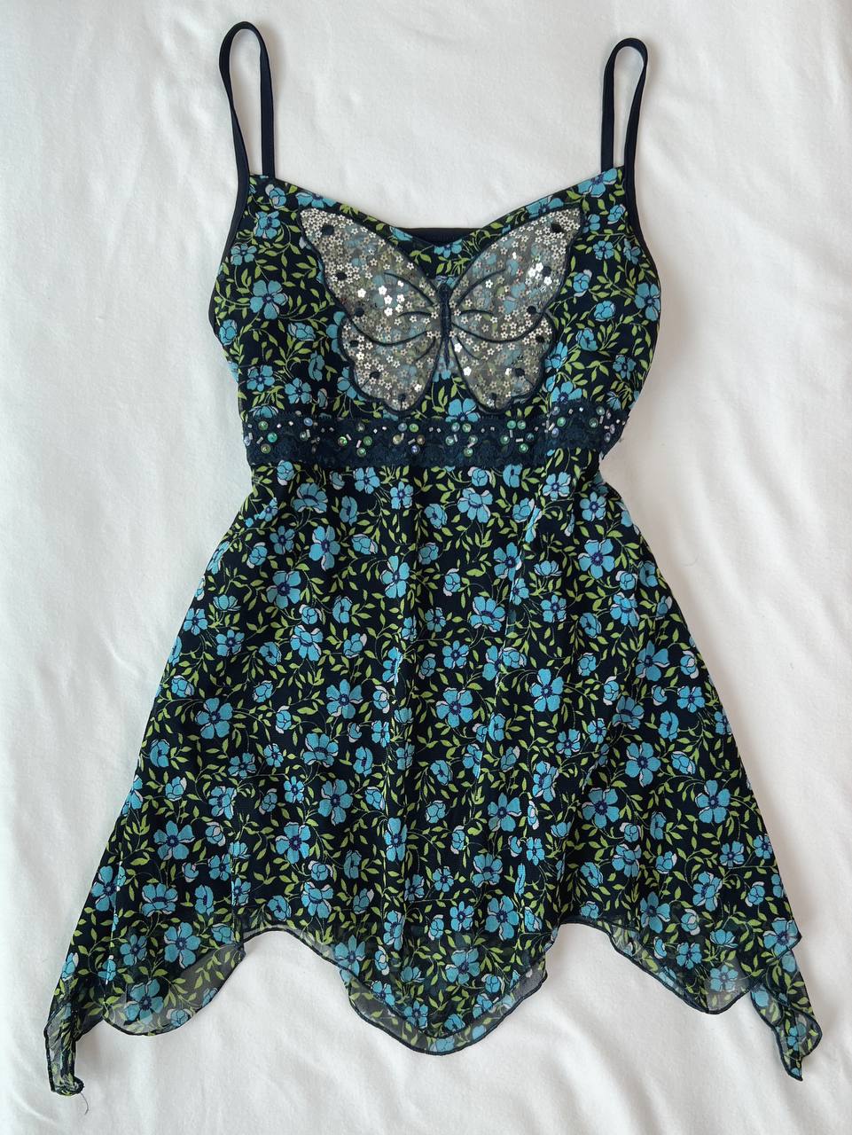 Butterfly Sequinned Asymmetrical Cami