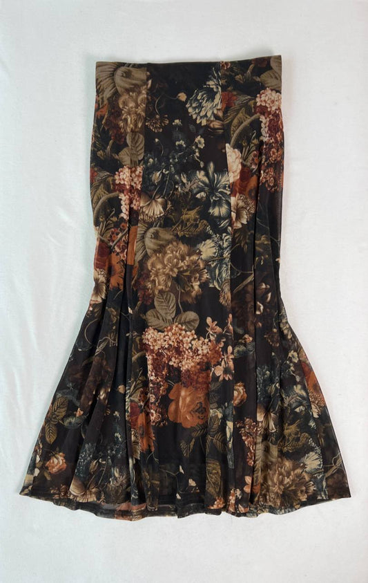 Vintage Florals Mesh Overlay Skirt