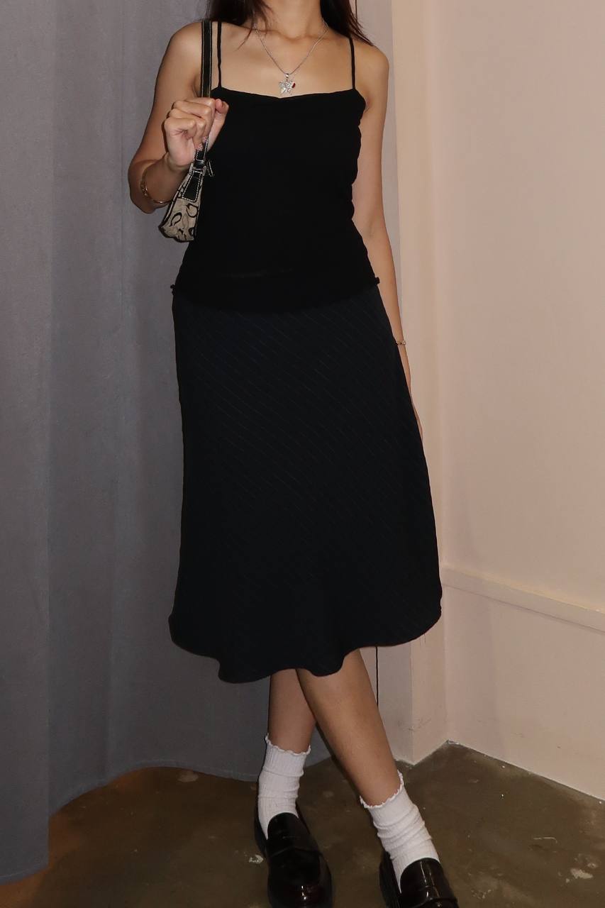 Diagonal Pinstripe Midi Skirt