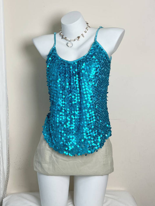 Blue Sequinned Cami