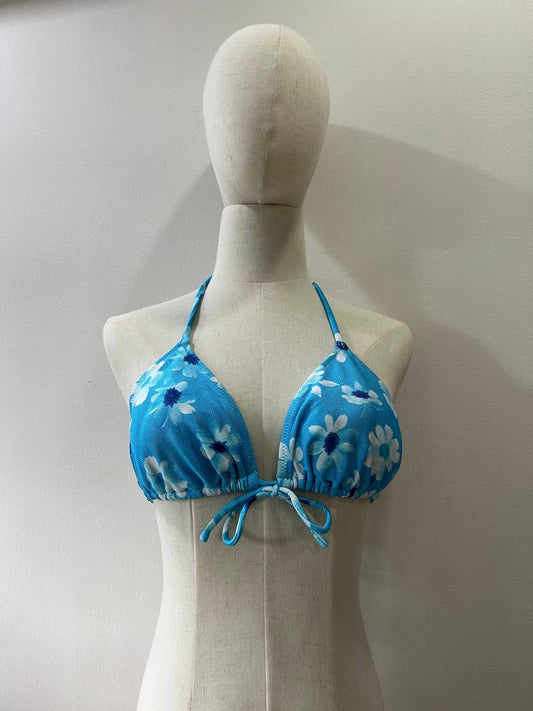 Light Blue Floral Bikini Top