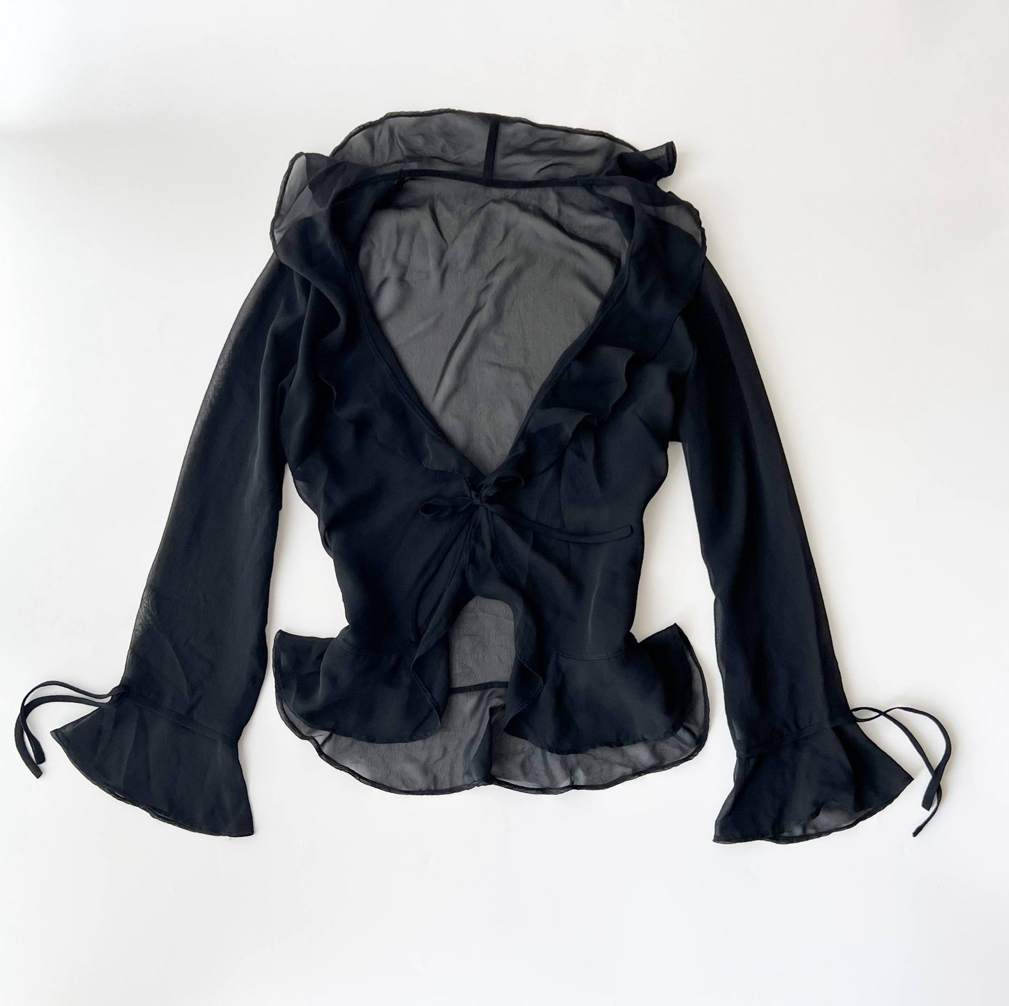 Ruffle Mesh Cardigan