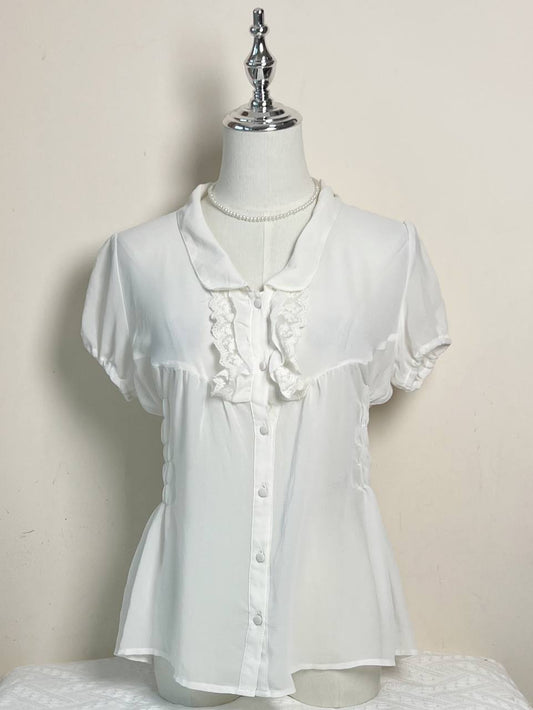 White Chiffon Fitted Blouse