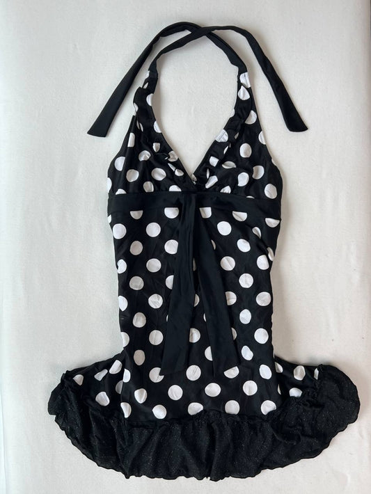 Black Big Polka Dot Halter Top