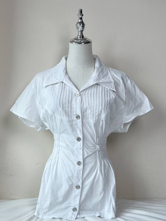 White Fitted Blouse (Brand: Popleen)