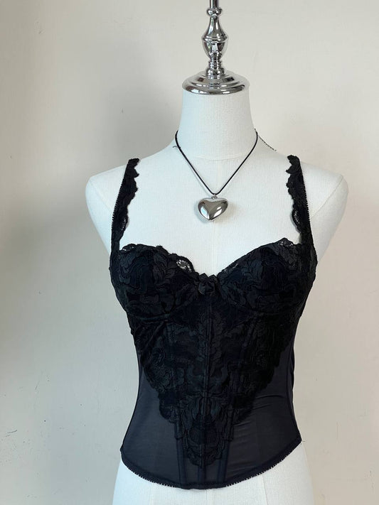 Black Lace Overlay Corset