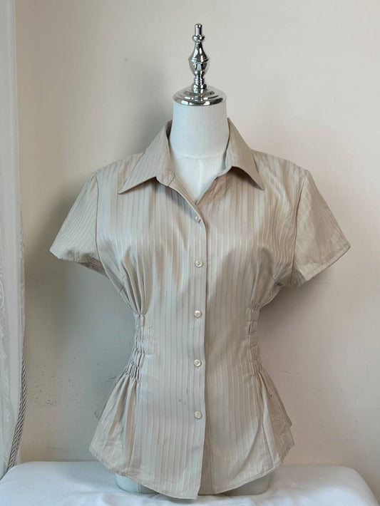 Light Beige Fitted Blouse