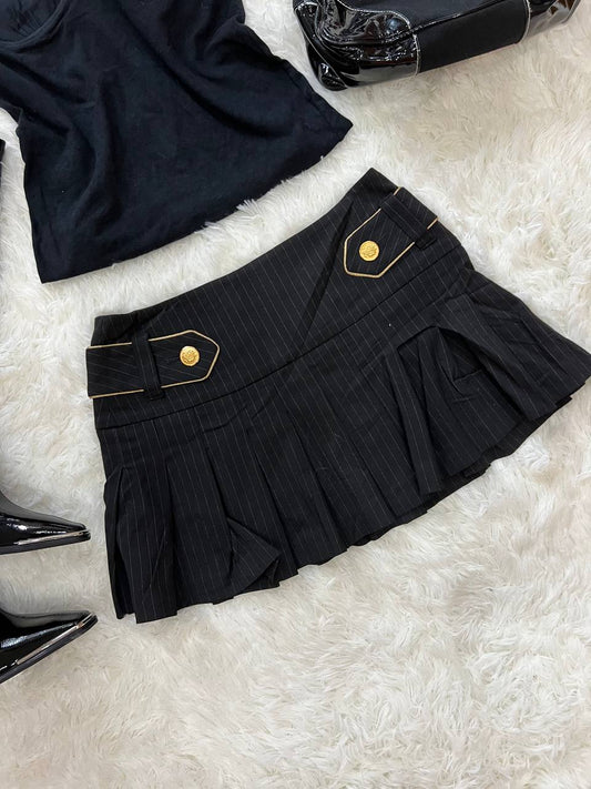 Pinstripe Black Mini Skirt