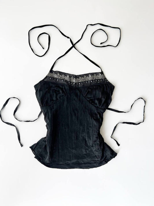 Halter Top w Beaded Neckline