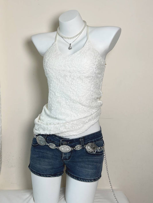 Dark Washed Low Rise Shorts