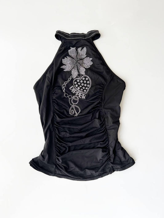 Halter Bejewelled Ruched Top