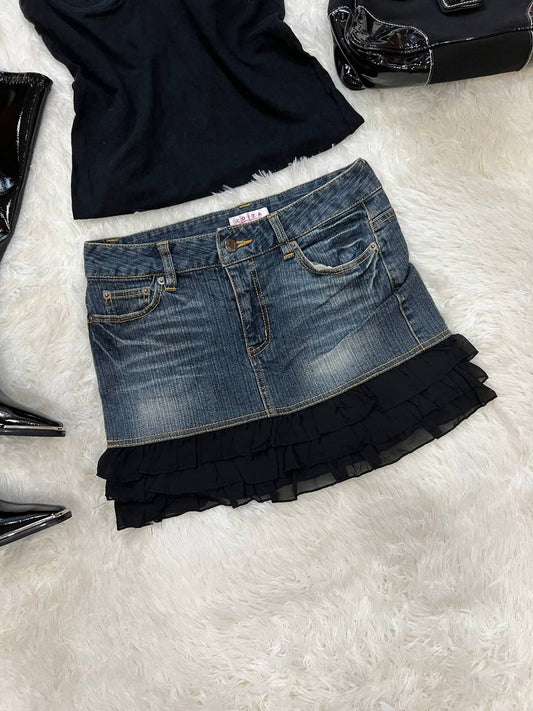 Denim Ruffled Skirt