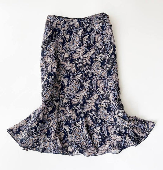 Black Paisley Midi Skirt w Shimmery Details
