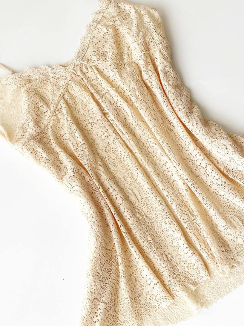 Open Front Cream Crochet Cami