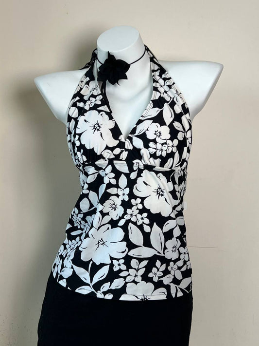 Black Floral Halter