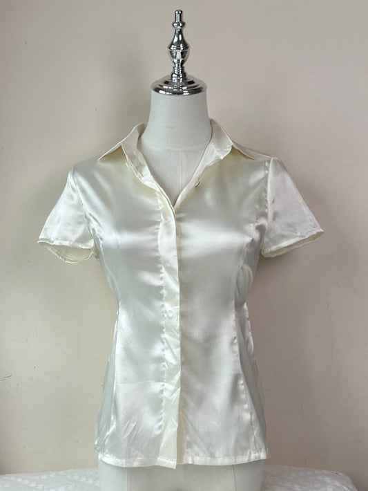 Champagne Ribbon Tie Blouse