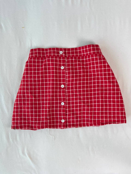 Red Grid Mini Skirt