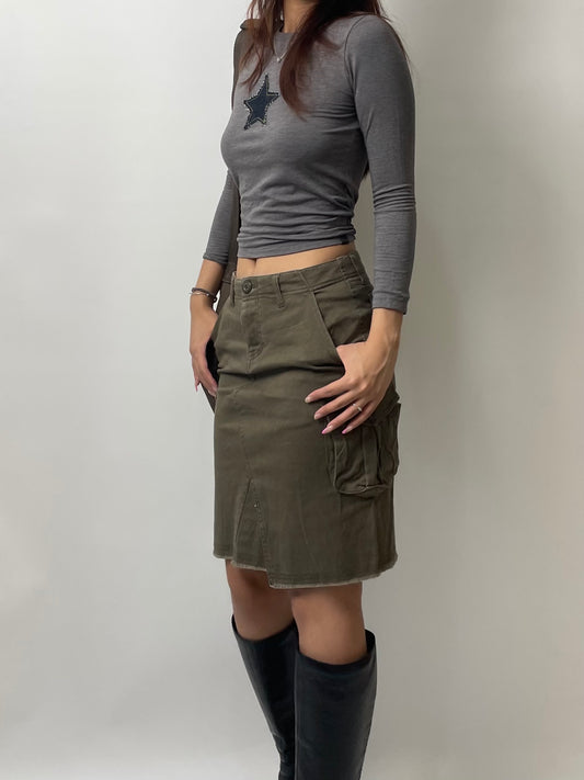 Dark Olive Cargo Skirt